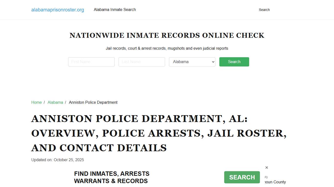 Anniston Police Department, AL: Police Arrests, Jail Roster, and Contact Details